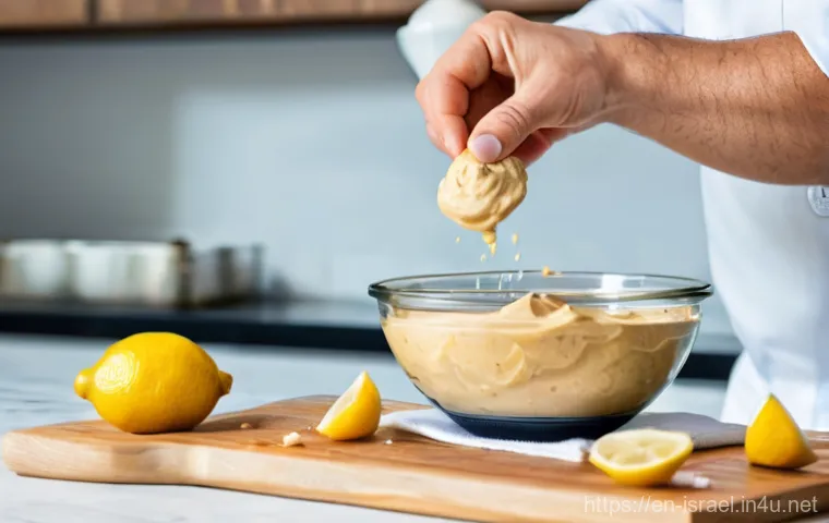 이스라엘 요리 교실 - A beautifully composed still-life of a traditional Israeli mezze spread laid out on a rustic, weathe...
