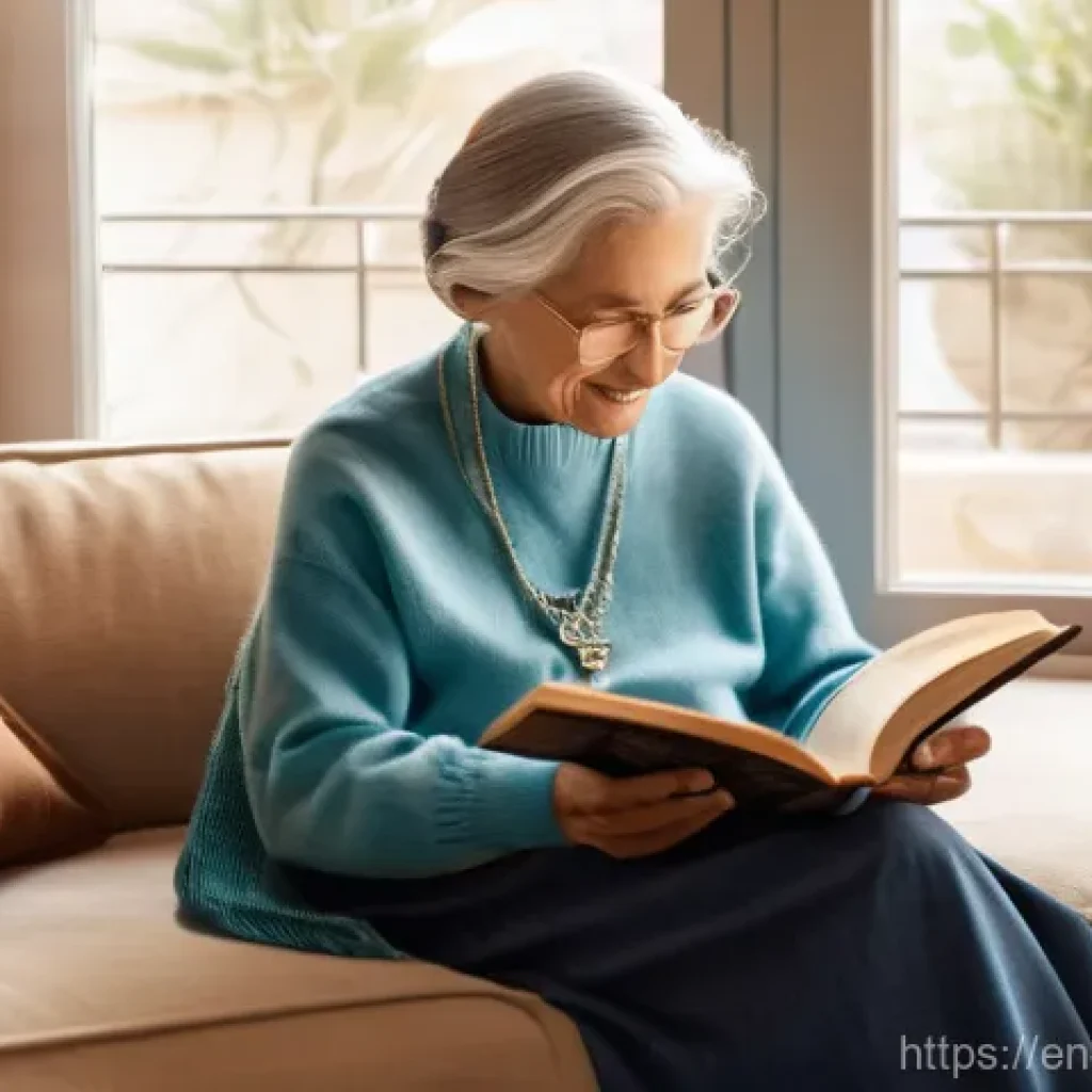 이스라엘의 유대인 디아스포라와 연결 - **Prompt:** A warm, intimate scene depicting an elderly Jewish woman, with kind eyes and a gentle sm...