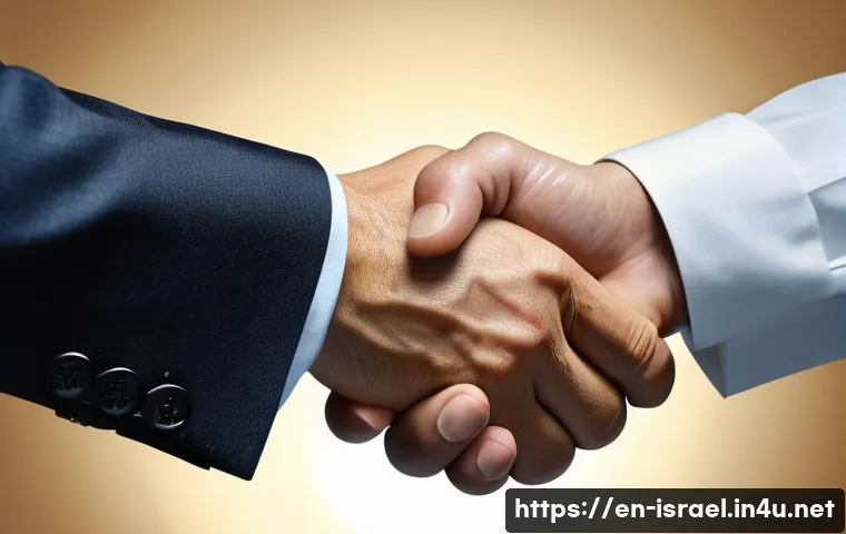이스라엘과 미국의 정치적 동맹 - **"Historic Handshake of Alliance"**
A detailed, photorealistic image depicting a dignified mome...