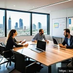 이스라엘의 스타트업 투자 방법 - A dynamic startup office scene in Tel Aviv featuring diverse Israeli entrepreneurs and venture capit...