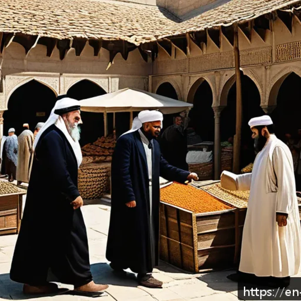 이스라엘 팔레스타인 역사 이해 - A detailed historical scene depicting a bustling Ottoman marketplace in Palestine circa late 19th ce...