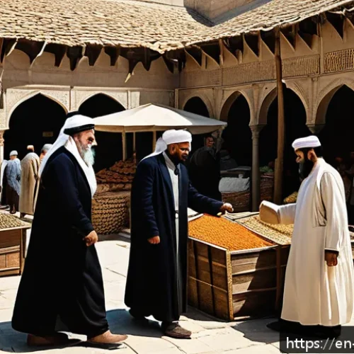 이스라엘 팔레스타인 역사 이해 - A detailed historical scene depicting a bustling Ottoman marketplace in Palestine circa late 19th ce...