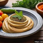 이스라엘에서 배우는 쿠셔 요리 비법 - A vibrant Israeli kitchen scene showcasing a rustic wooden table spread with traditional spices and ...